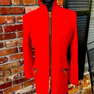 Vintage logo  zippers - Lillie Rubin Red Zip front wool jacket  /Small /